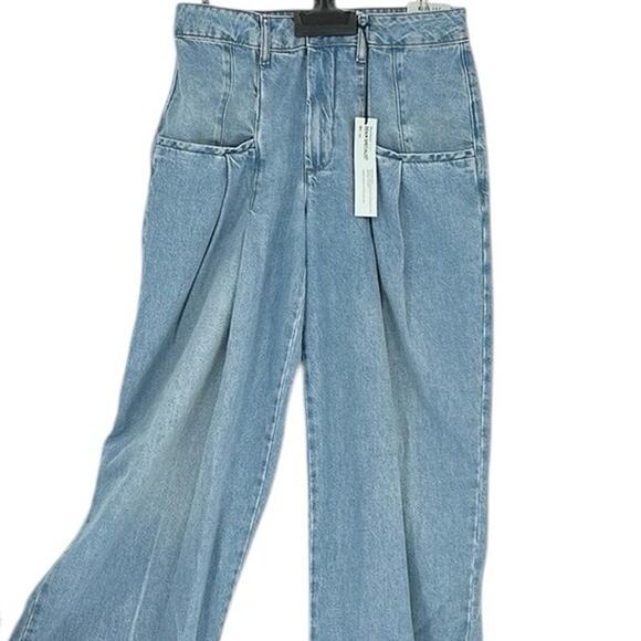 River Island Jeans Blue Tailored Wide Leg Pleated Denim - Picture 7 of 12